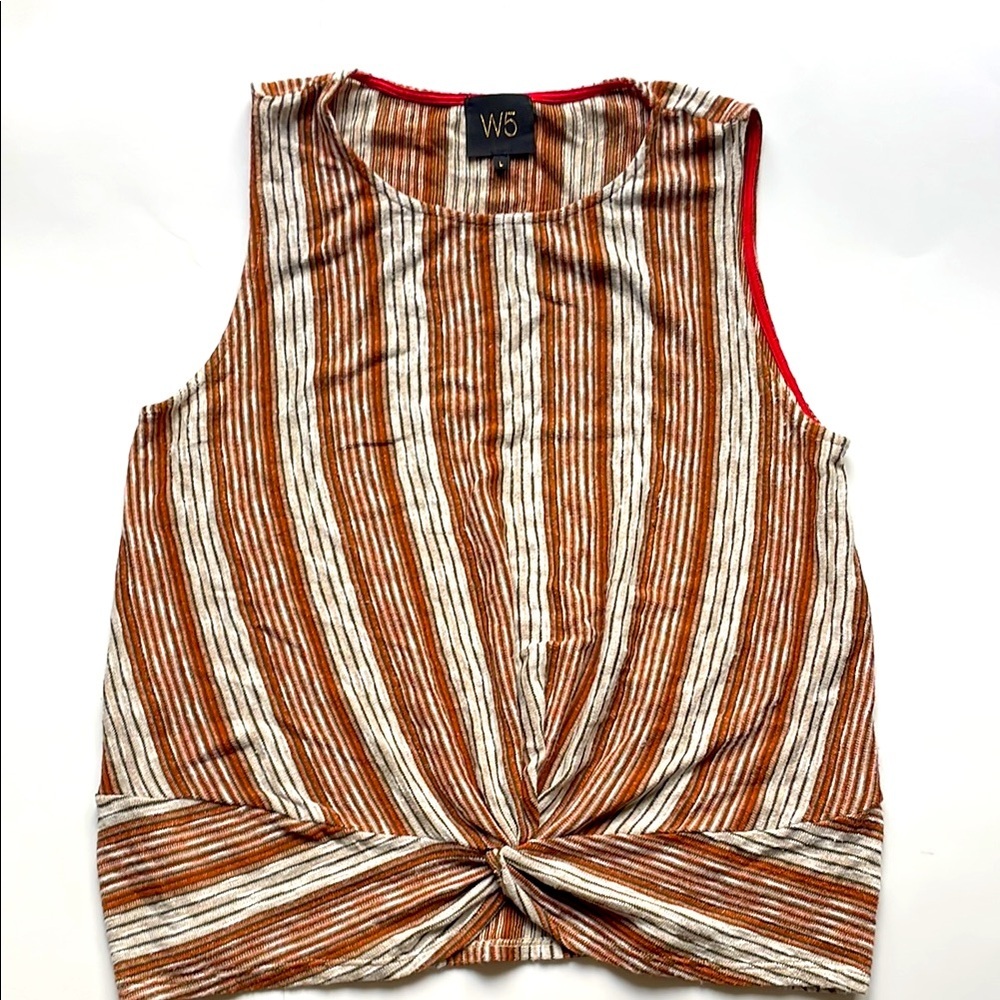 anthropologie W5 Women's Brown and White Striped Tank Top jersey soft